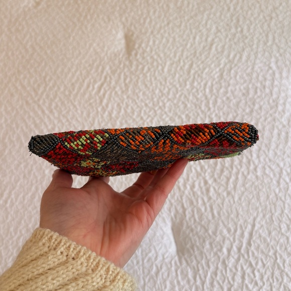 Beaded Clutch Wallet – Multicolor Geometric Pattern, Zip Closure - Picture 3 of 7